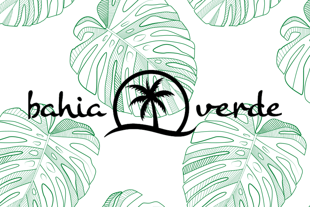 Bahia Verde logo with palm leaf background 