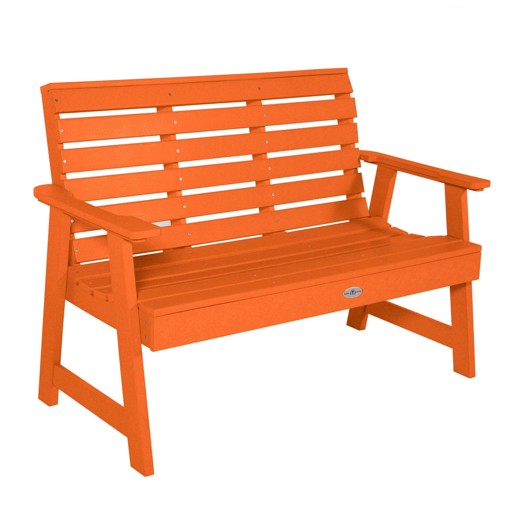 4ft Riverside Garden bench in Citrus Orange