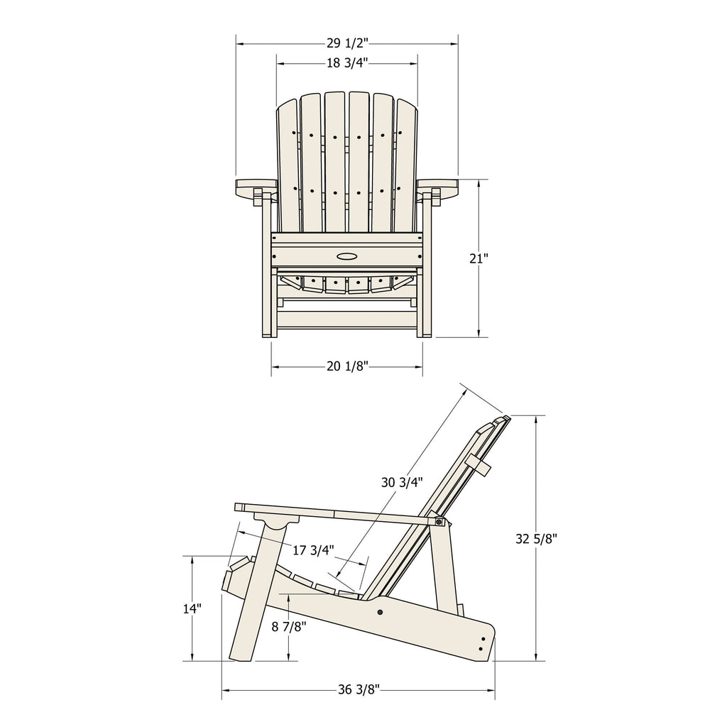 Cape folding and reclining Adirondack chair dimensions