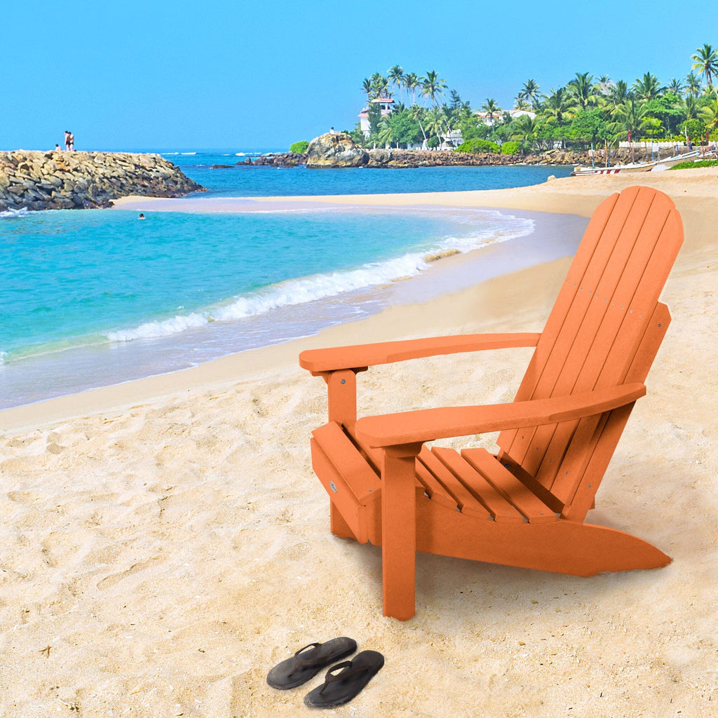 Orange Cape Classic Adirondack Chair on a beach 