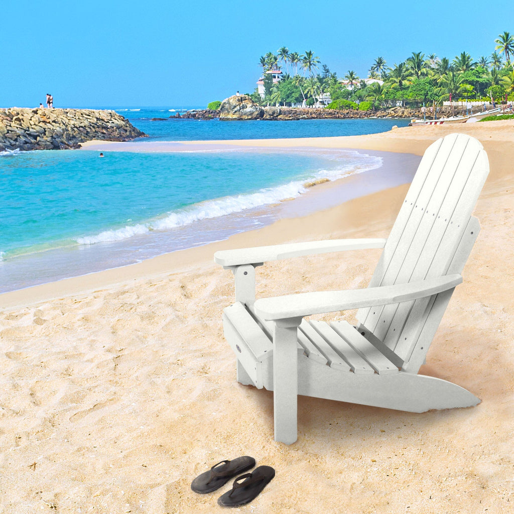 White Cape Classic Adirondack Chair on a beach 