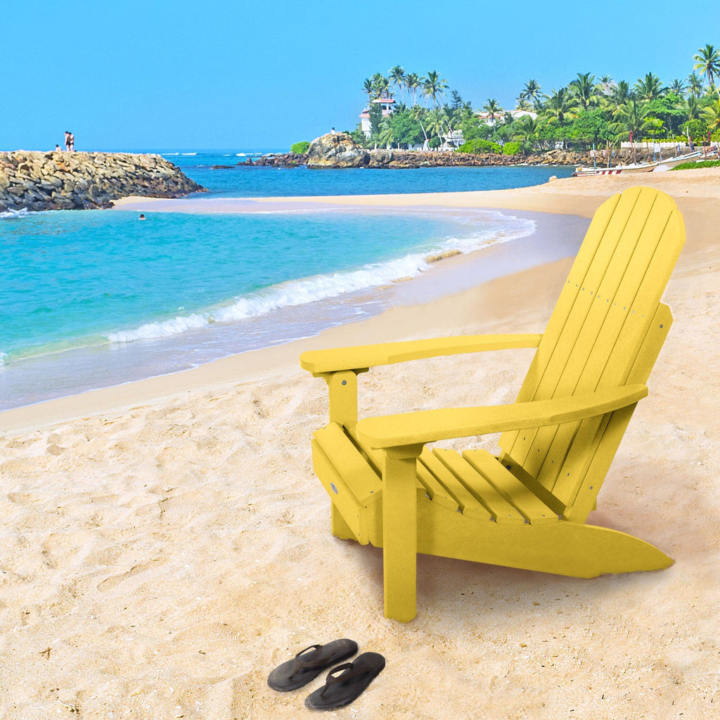 Yellow Cape Classic Adirondack Chair on a beach 
