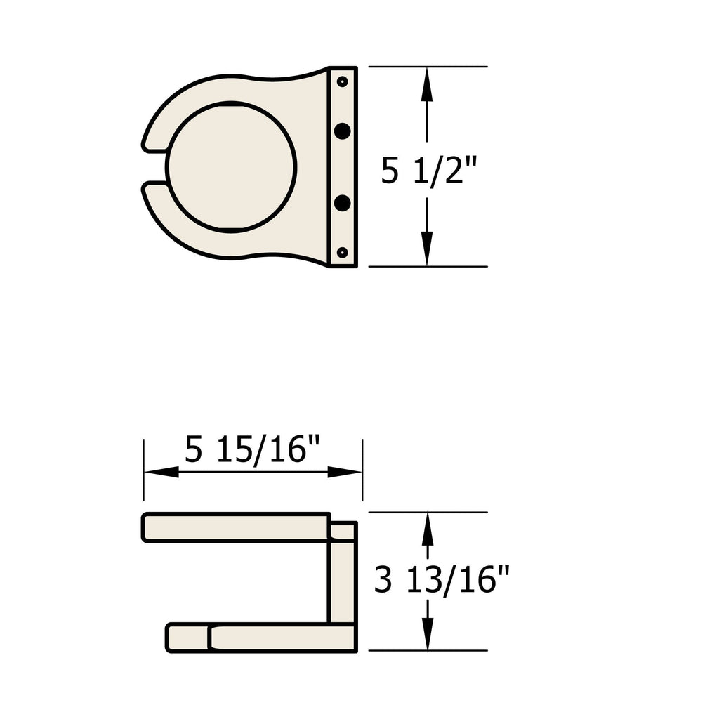 Easy Add-on cupholder dimensions diagram