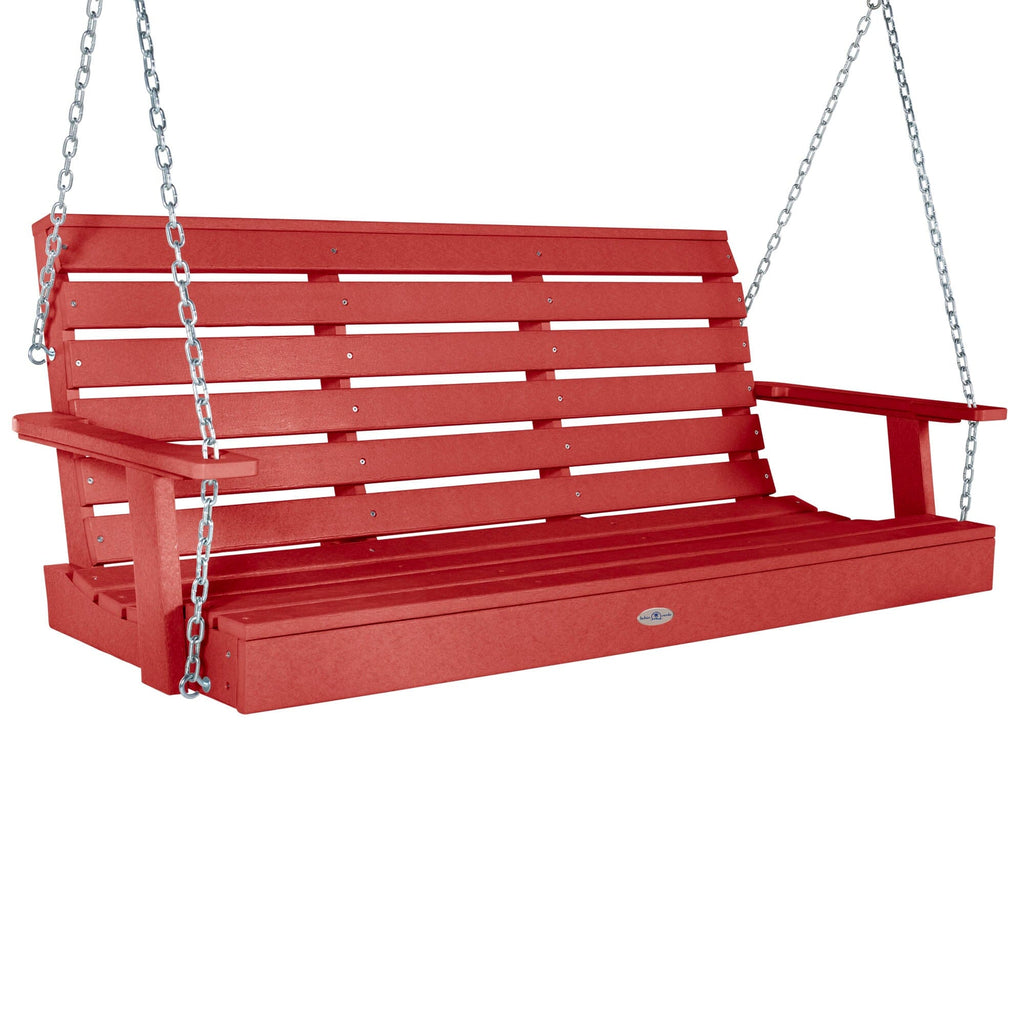 5ft Riverside porch swing in Boathouse Red