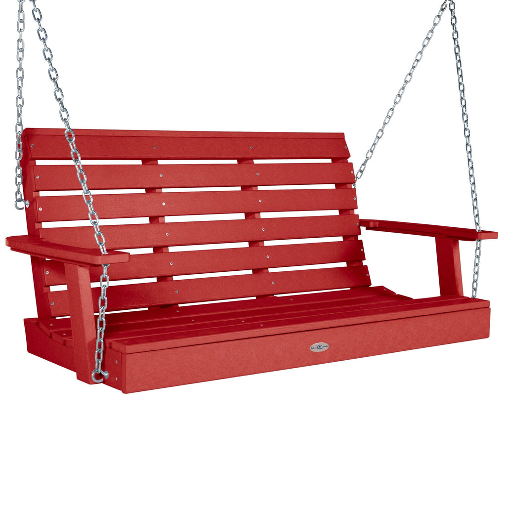 4ft Riverside porch swing in Boathouse Red
